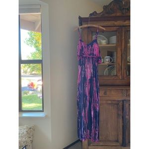 Japna Blue and Pink Tie Dye Maxi Dress